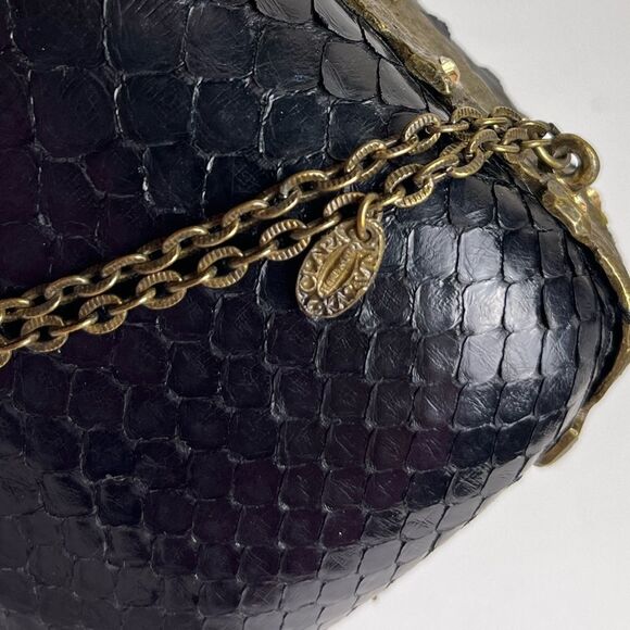 CLARA KASAVINA Crystal-Embellished Black Python Clutch - Picture 9 of 13